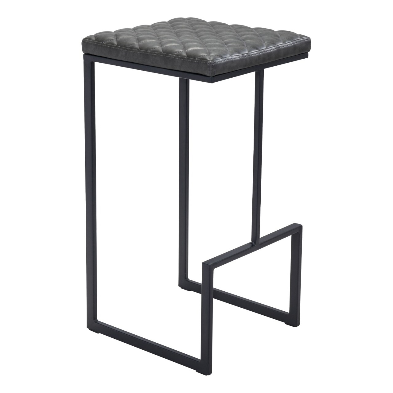Modern Home 29.5&#x22; Gray and Black Upholstered Bar Stool with Footrest